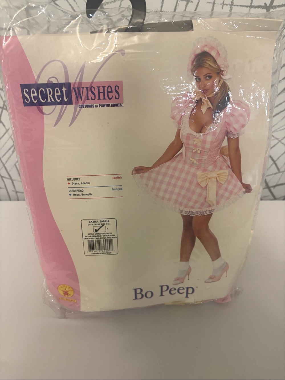 Secret Wishes Bo Peep Costume - Pink and Cream Gingham (XS)